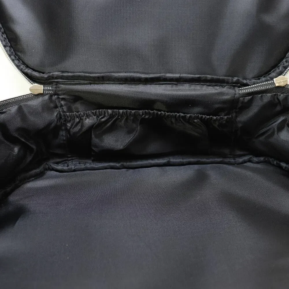 Lancôme Paris Train Case Black Faux Patent Leather Croc Embossed Travel Bag READ